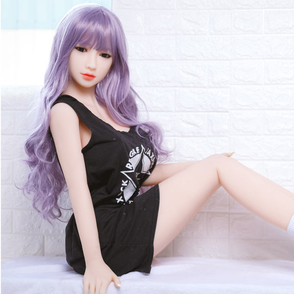 158-81 Japenese Student Mannequin TPE Sexy Dolls Pink purple Hair Medium Breast 158cm Silicone Sex Doll for Men